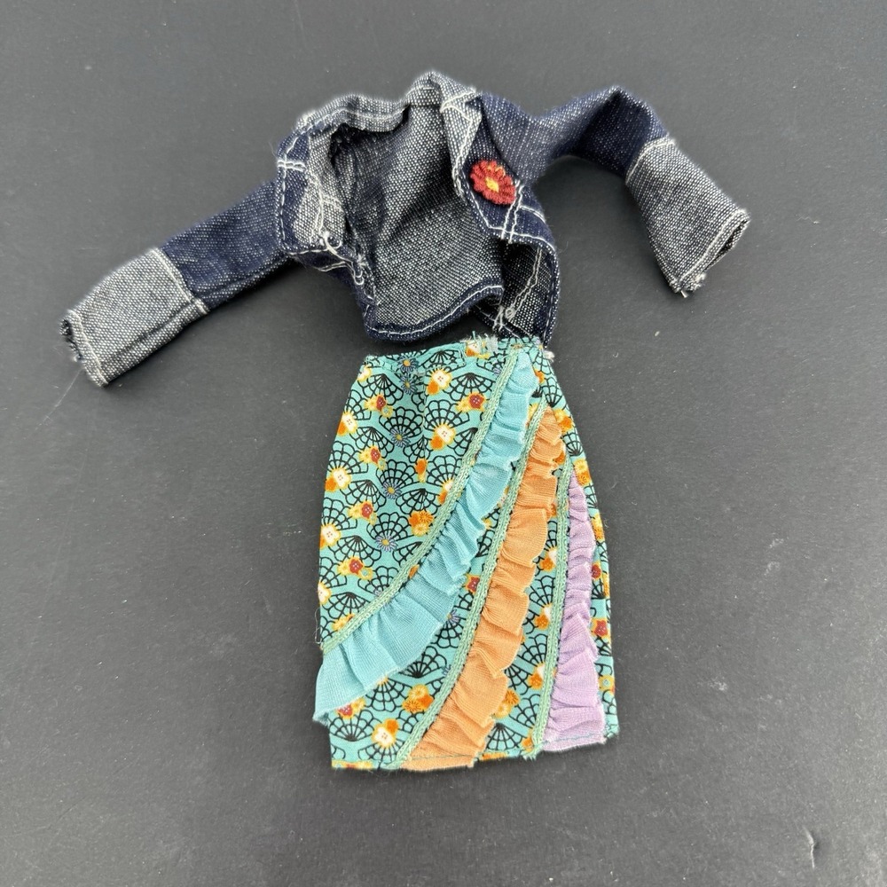 2003 My Scene Hanging Out Delancey Doll Denim Jacket Skirt Outfit Only